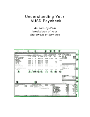 Lausd Pay Stub  Form