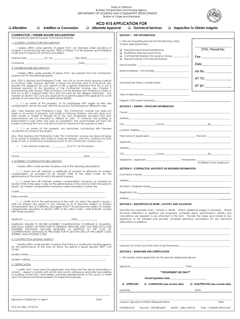 Get and Sign Hcd415 2013-2022 Form