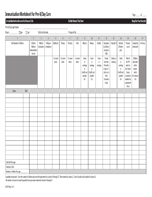 Immunization Worksheet  Form