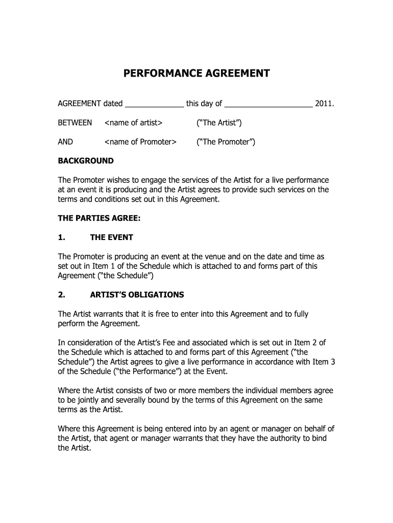 Performance Agreement Form