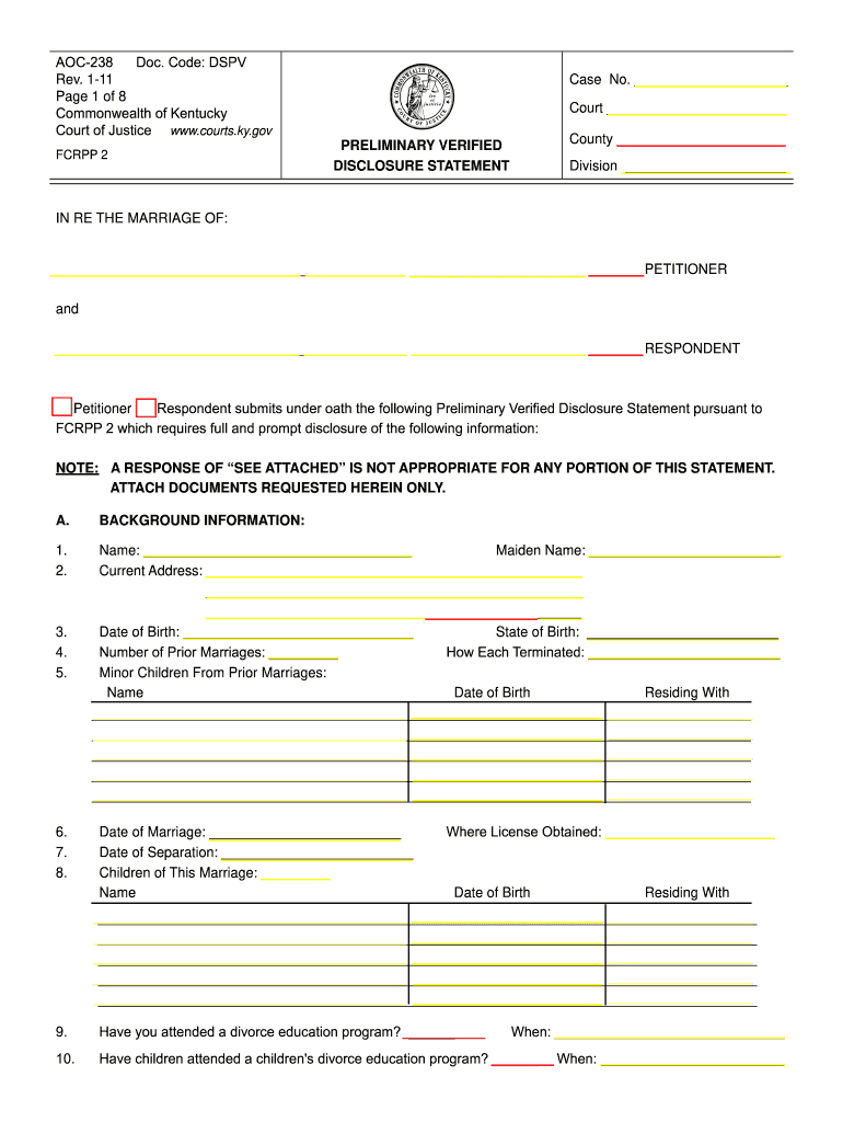 Background Disclosure Form Seattle Washington