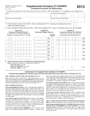 2013 Connecticut Schedule CT-1040WH