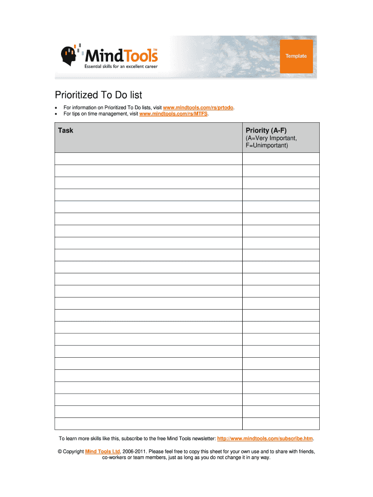 Blank Printable to Do List  Form