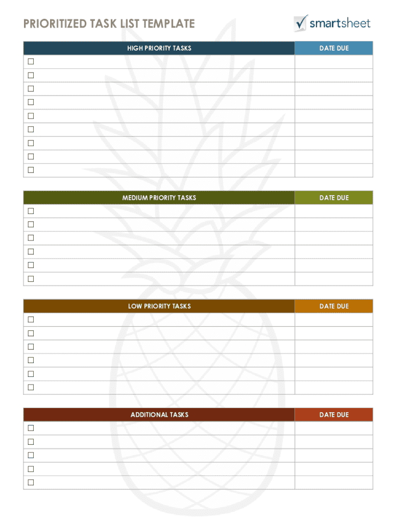 Blank Printable to Do List  Form