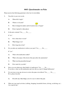 Questionnaire on Security  Form