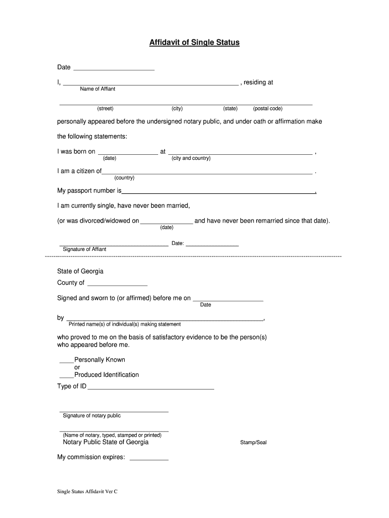 Unmarried Certificate PDF  Form