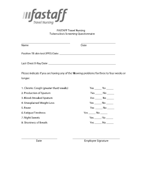  Employee Tb Skin Test Quesionaire 2011-2024