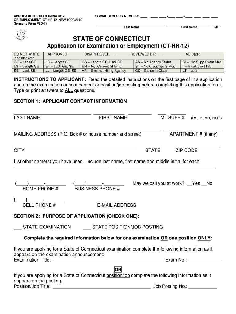 Ct Hr 12 Fillable Application Form