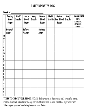 Blood Glucose Monitoring Chart Pdf