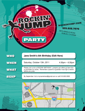 Get and Sign Rockin Jump Printable Invitations 2011-2022 Form