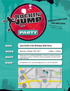  Rockin Jump Printable Invitations 2011-2024