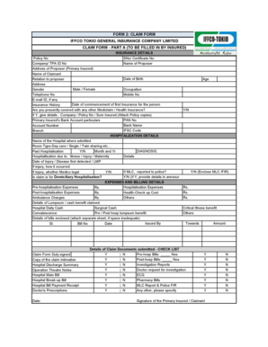 Iffco Tokio Claim Form Filling Sample