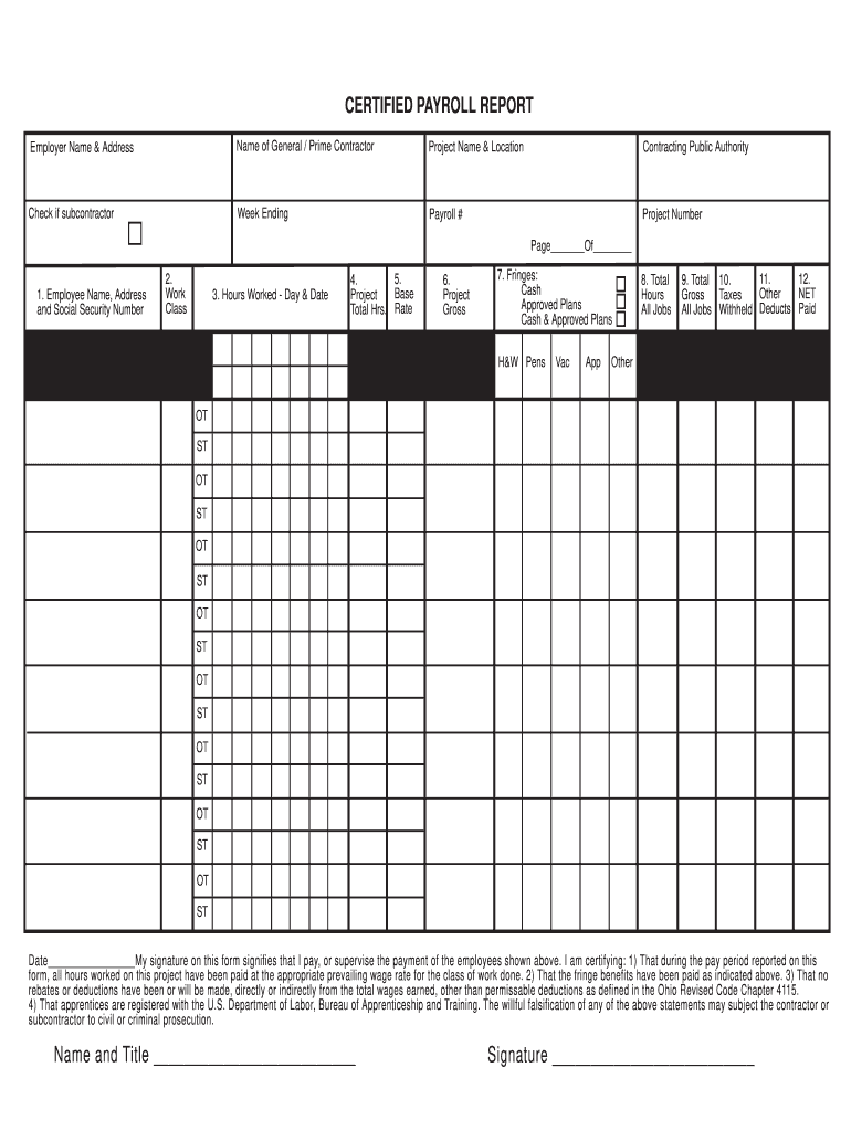 Certified Payroll Form PDF  Uc