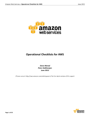 Aws Operational Checklist  Form