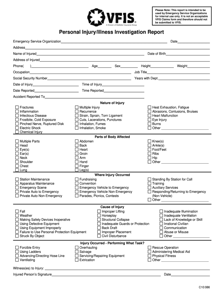 Injury Illness Investigation Report  Form