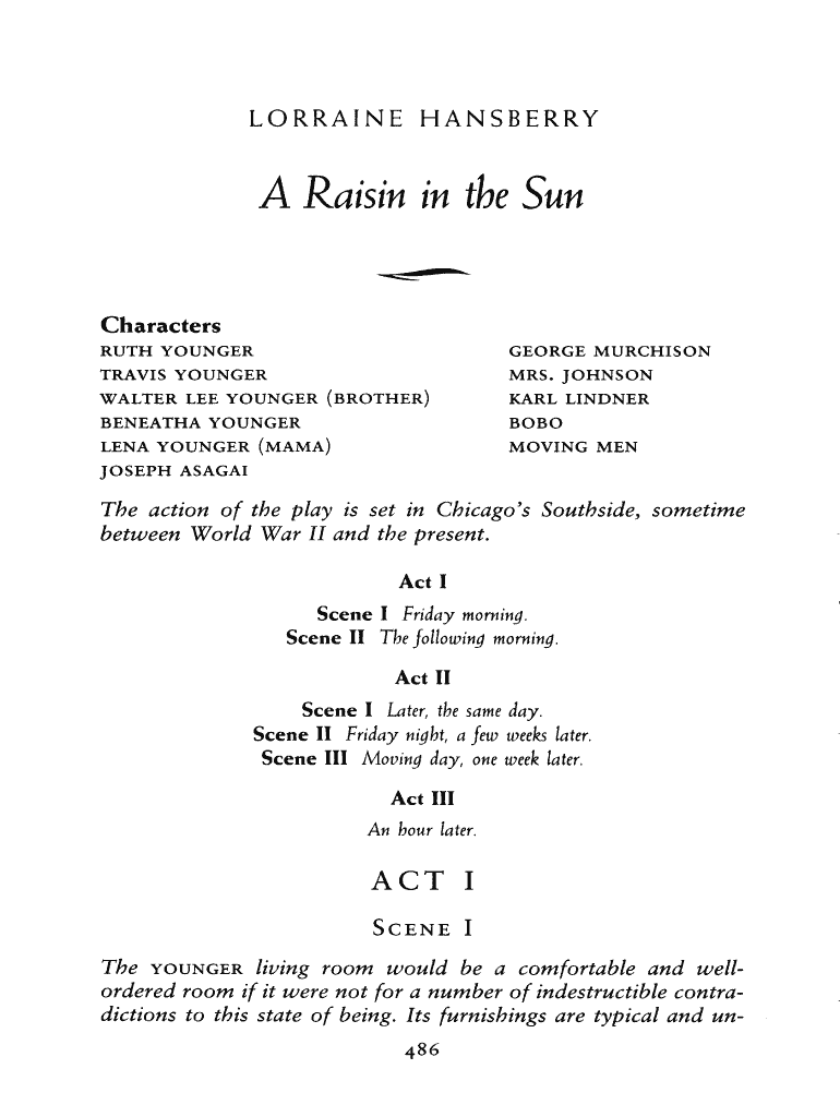 A Raisin in the Sun Full Text  Form