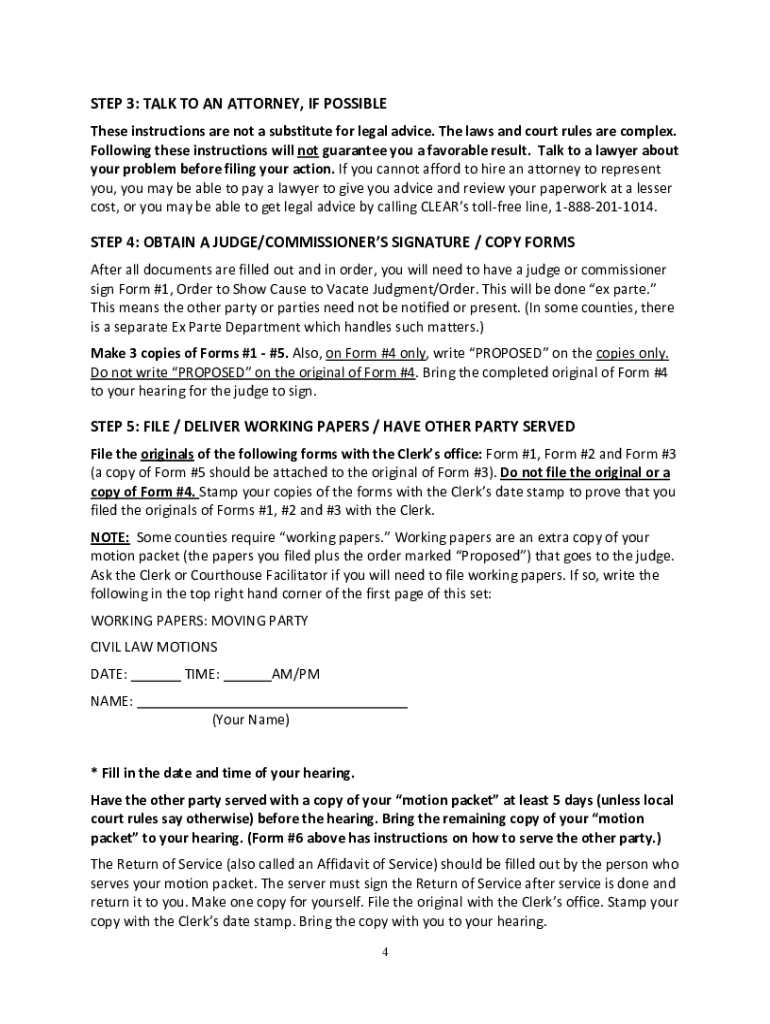 Sample Motion to Vacate Order  Form