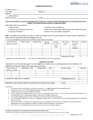 FSA Reimbursement Form PDF Infinisource