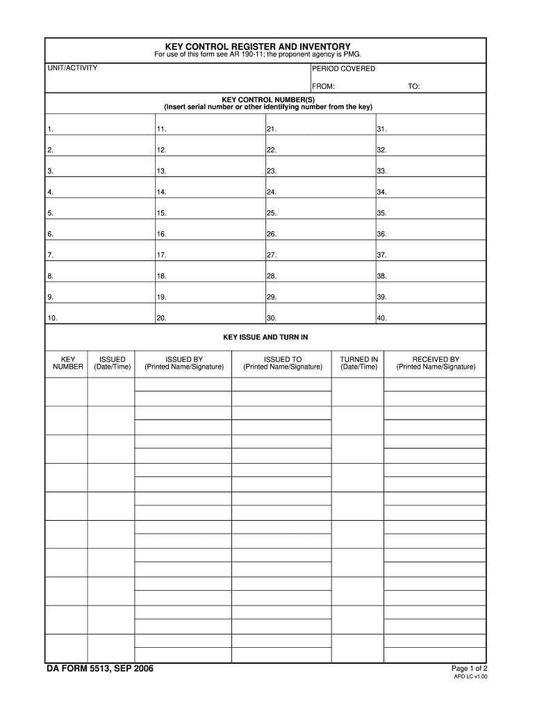 Key Control Template  Form