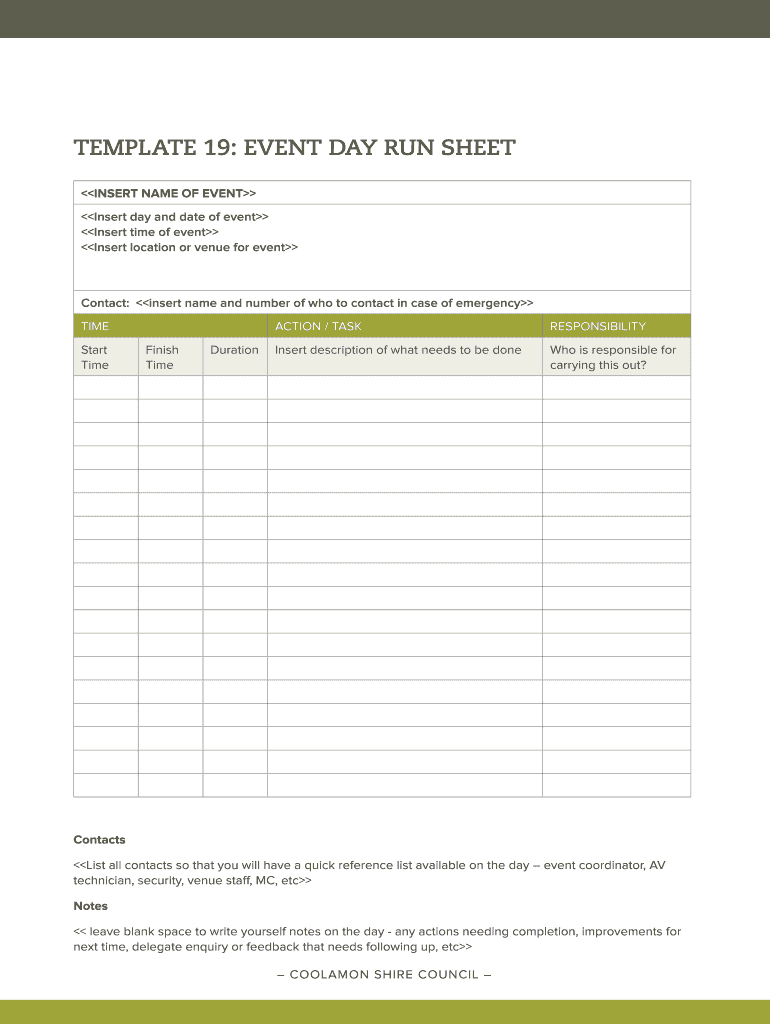 Run of Show Template  Form