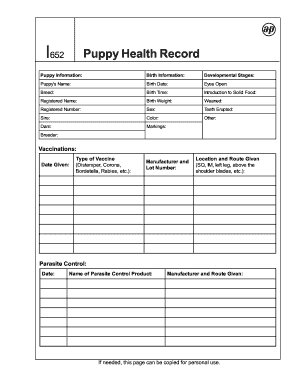 Printable Puppy Vaccination Record Card Pdf Fill Out And Sign Printable Pdf Template Signnow