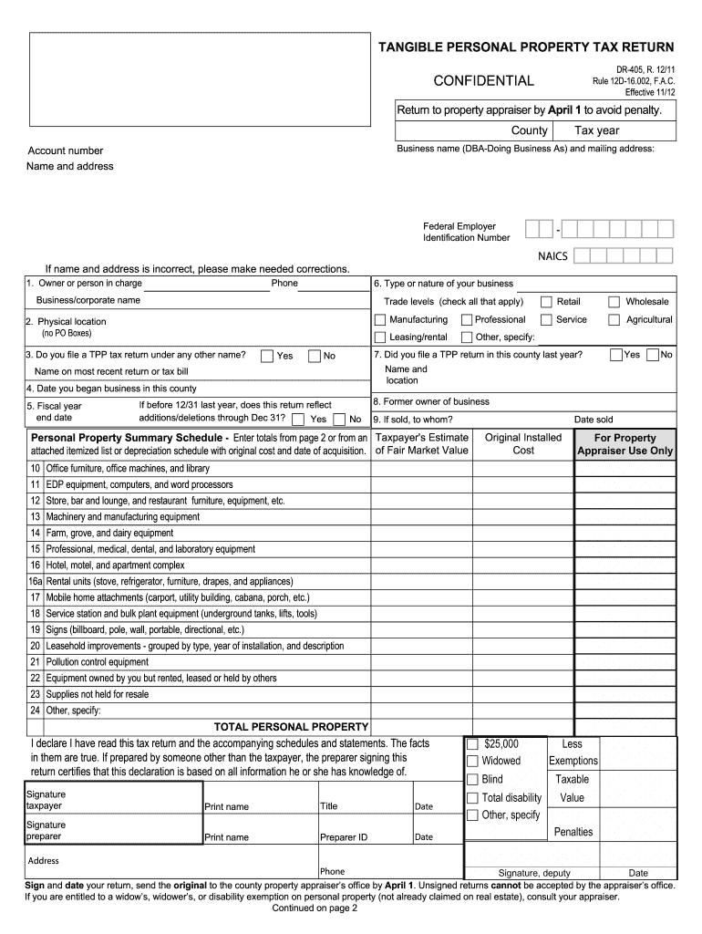  Dr 405  Form 2011