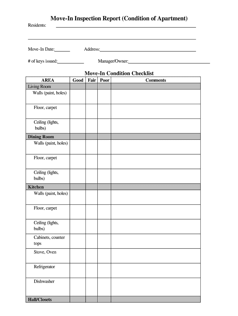 Unit Inspection Report  Form