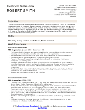 Electrician Cv Sample PDF  Form