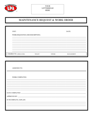 Maintenance Work Order Link  Form
