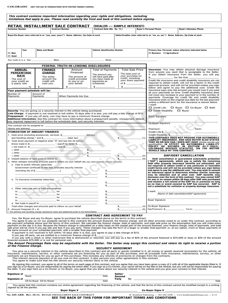 Installment Sale Form