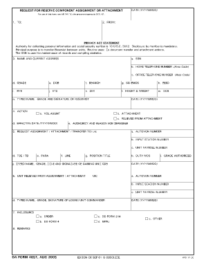 REQUEST for RESERVE COMPONENT ASSIGNMENT or ATTACHMENT Apd Army  Form