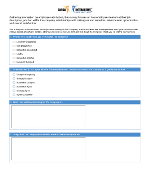 Sample Employee Satisfaction Survey, Sample Questions for Emp  Form