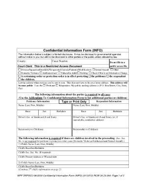 Confidential Information Form