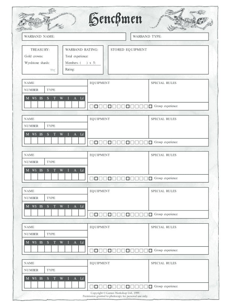 Mordheim Warband Builder  Form