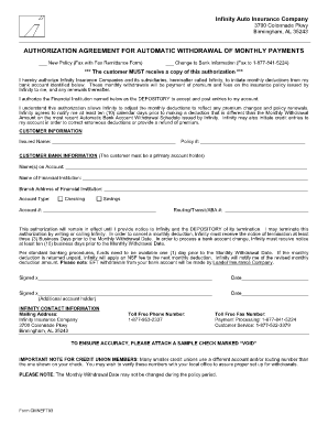 AUTHORIZATION AGREEMENT for AUTOMATIC WITHDRAWAL  Form