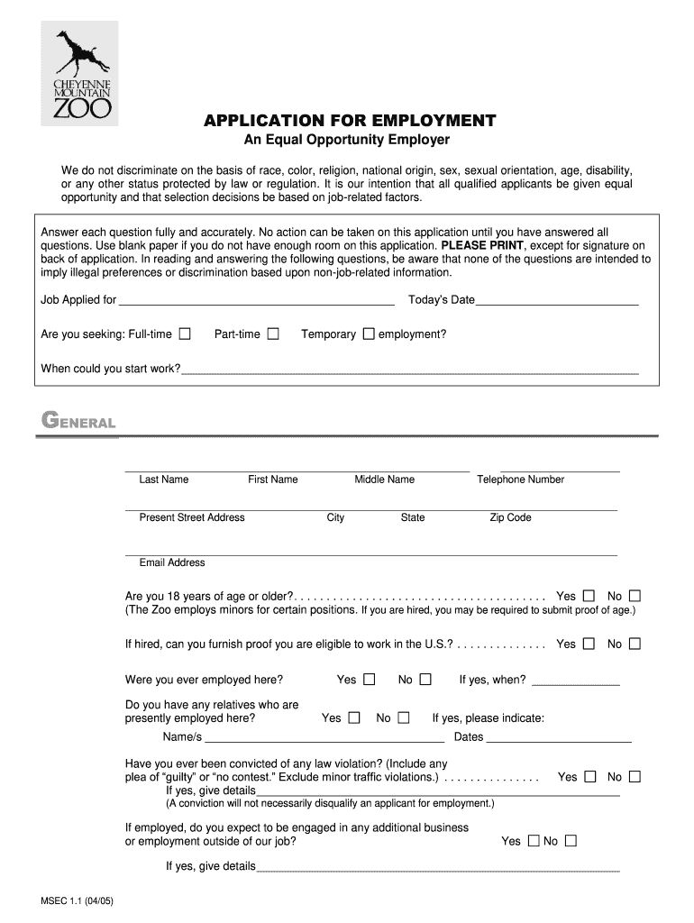  Cheyenne Mountain Zoo Employment 2005-2024