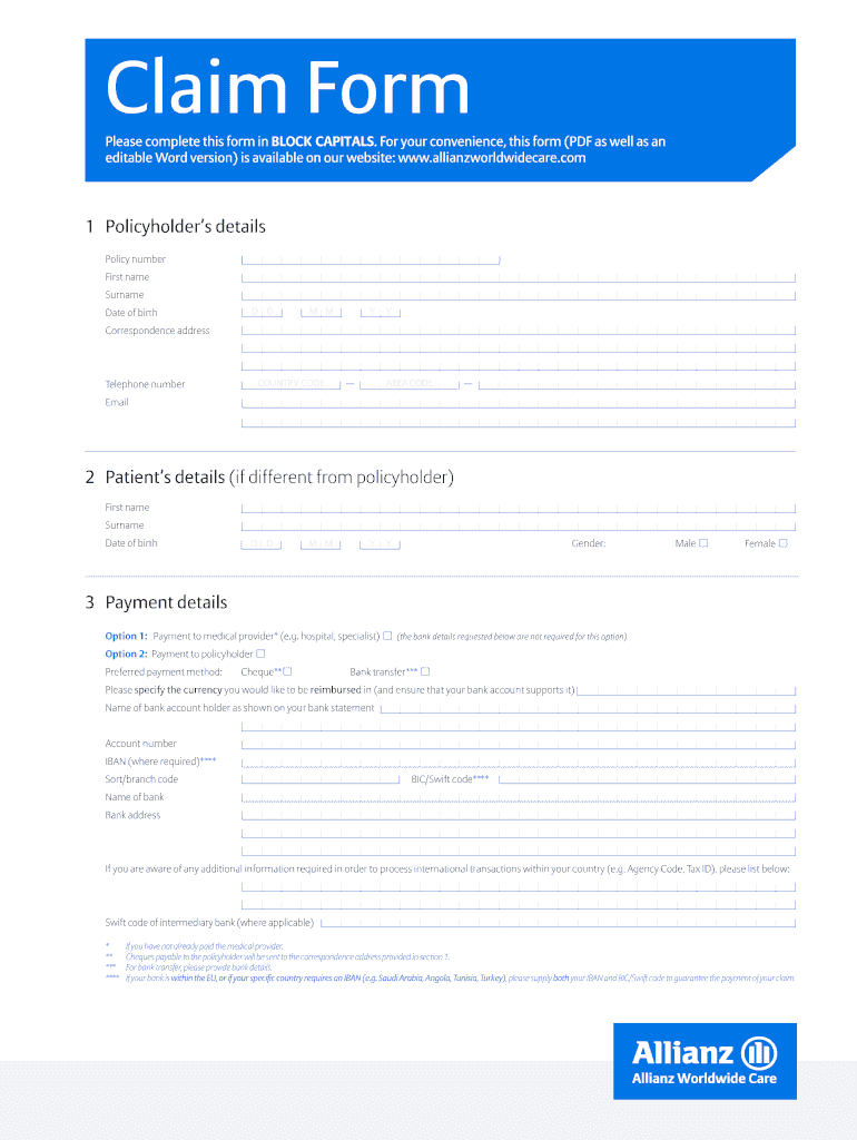 Get and Sign Allianz Claim Form PDF