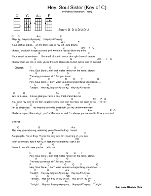 Hey Soul Sister Ukulele Easy  Form