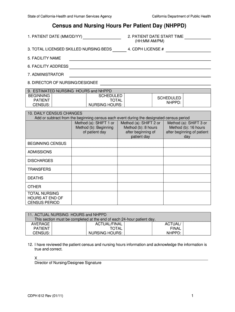  Cdph 612  Form 2011