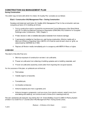 Samples of Iaq Plans  Form