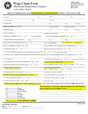 Oklahoma Labor Board Complaints 2013