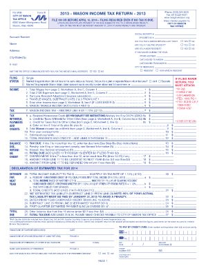 Mason Individual Return 13 City of Mason Imaginemason  Form