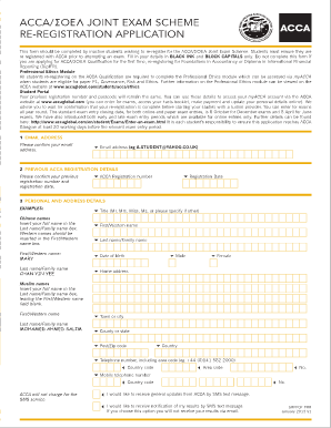 Acca Re Registration Fee  Form