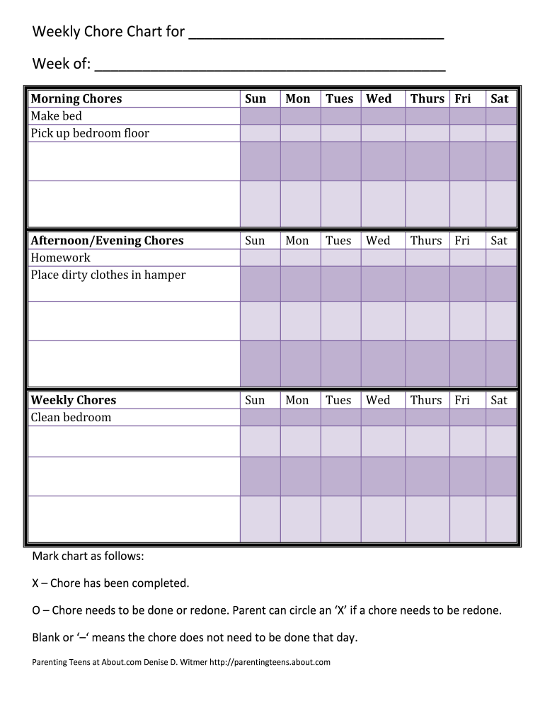 Chore Chart  Form