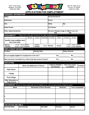 Funworks Application  Form