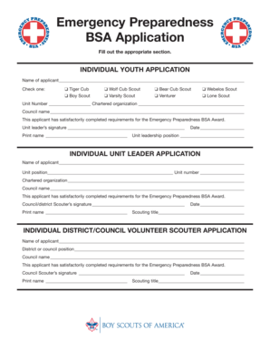 Bsa Emergency Preparedness  Form