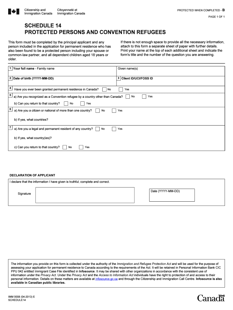 Imm 0008 Schedule 14  Form