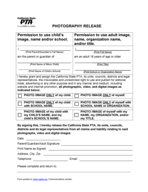 Photo Release Form the California State PTA Capta