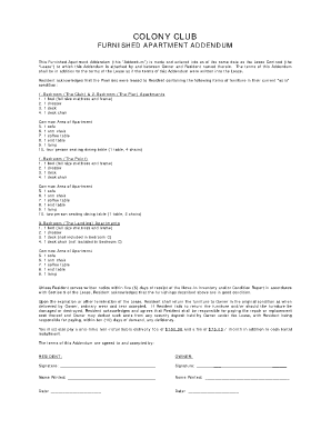 Furnished Apartment Addendum PDF  Form