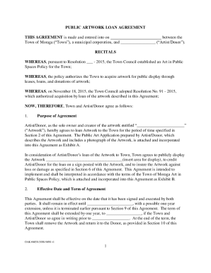 Artwork Loan Agreement  Form